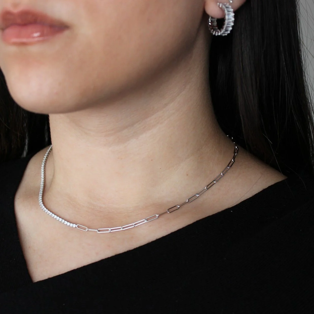 Charlotte Tennis Link Necklace - Silver - Image 3