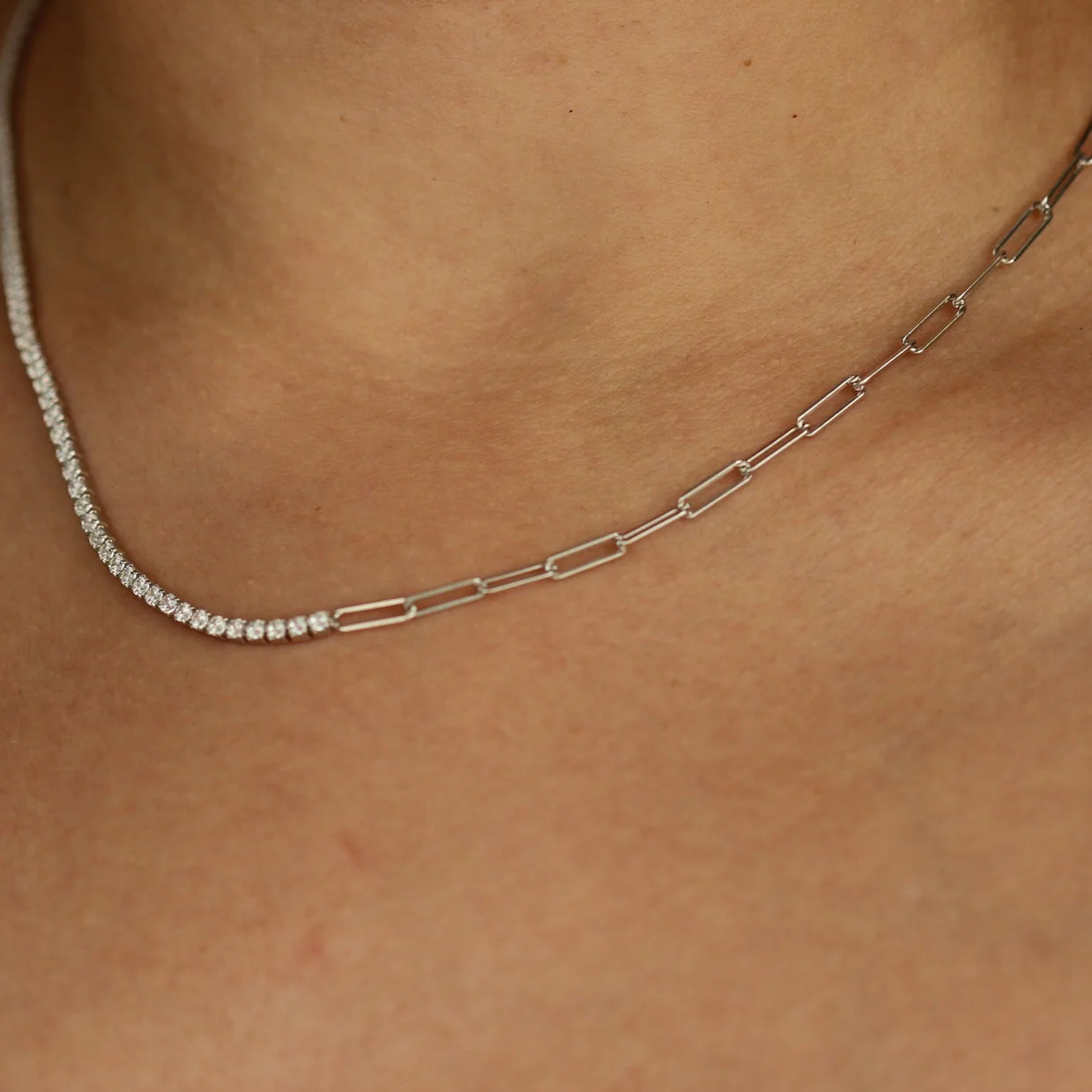Charlotte Tennis Link Necklace - Silver - Image 6
