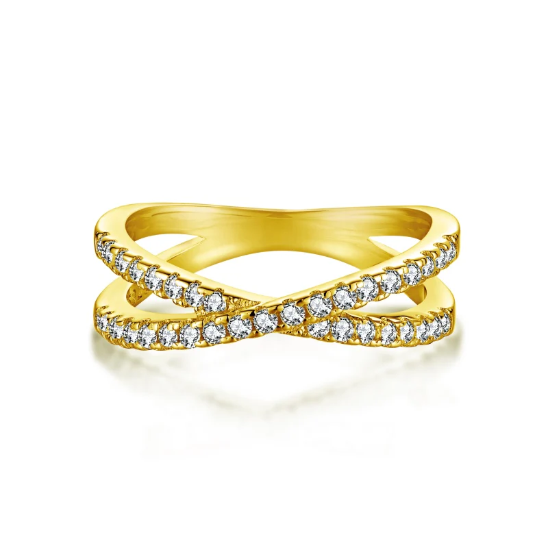 Criss Cross Gold Ring 6mm - Image 4