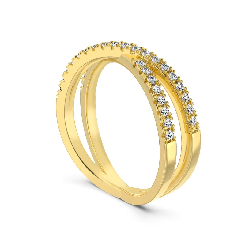 Criss Cross Gold Ring 6mm - Image 5