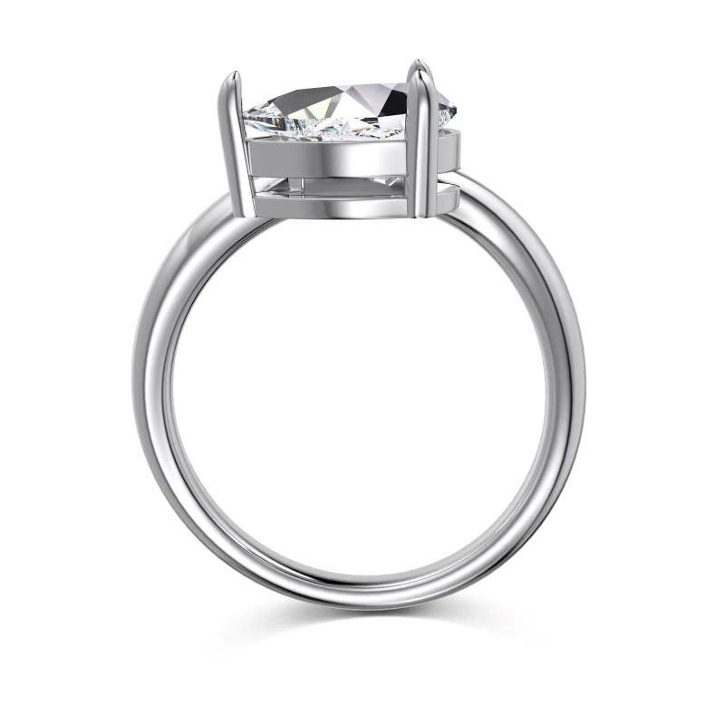 East West Curved Pear Ring - Silver - Image 3