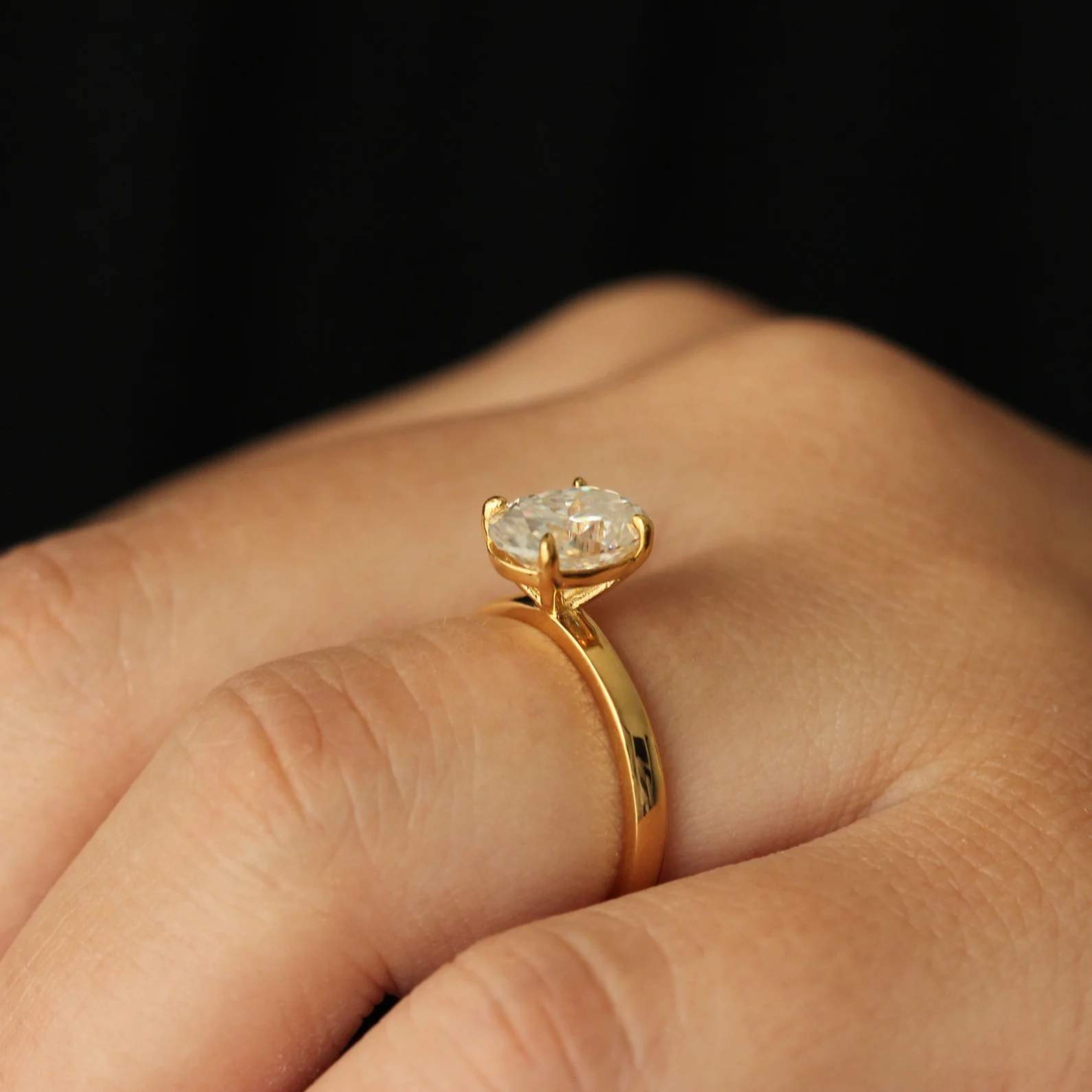Geneva 2 Ct Oval Moissanite Ring in 14k Gold Filled - Image 3