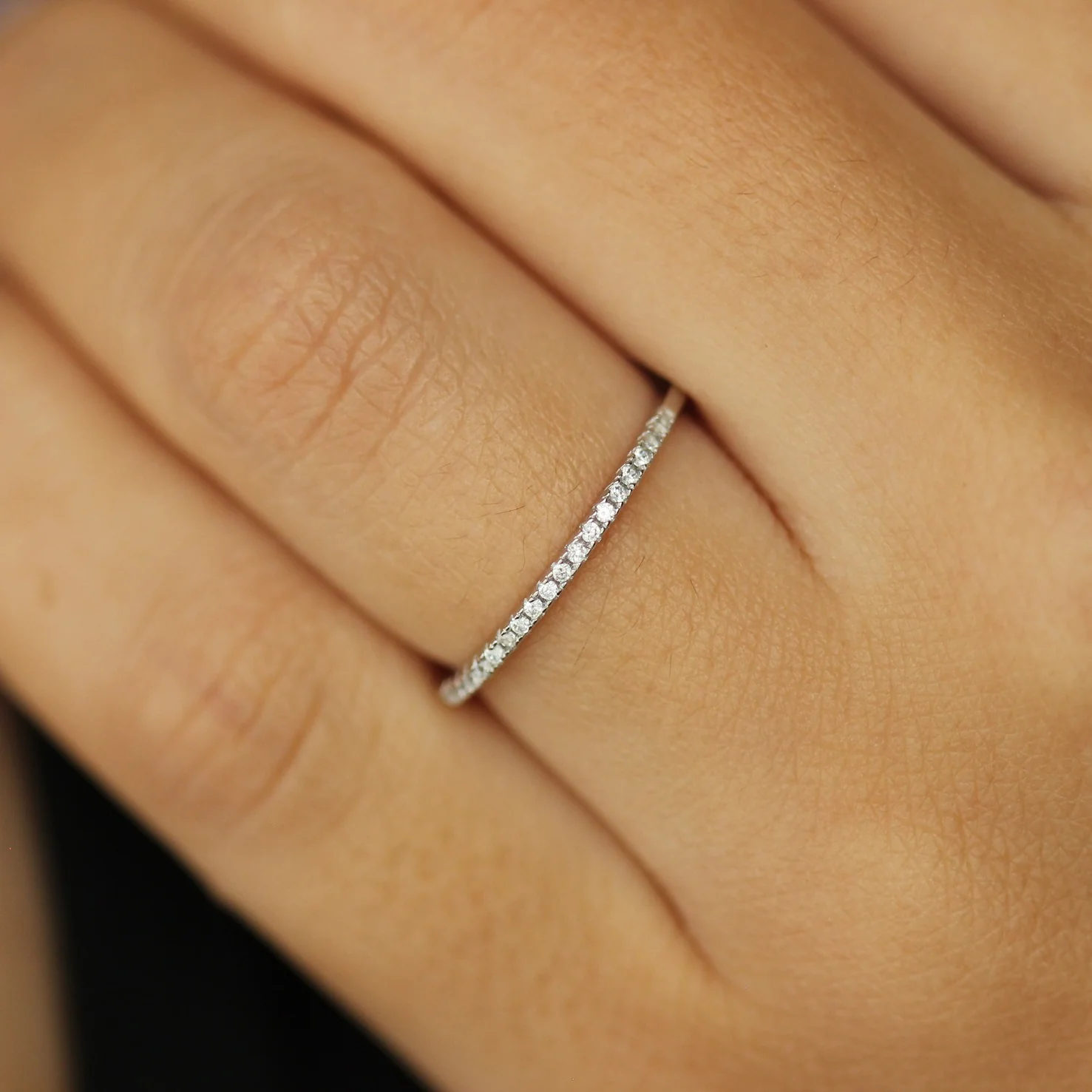 Half Eternity Pavé Ring 1mm - Image 5