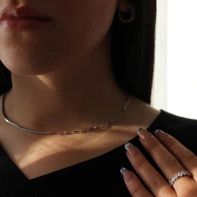 Mixed Cut Eternity Band - Silver - Image 4