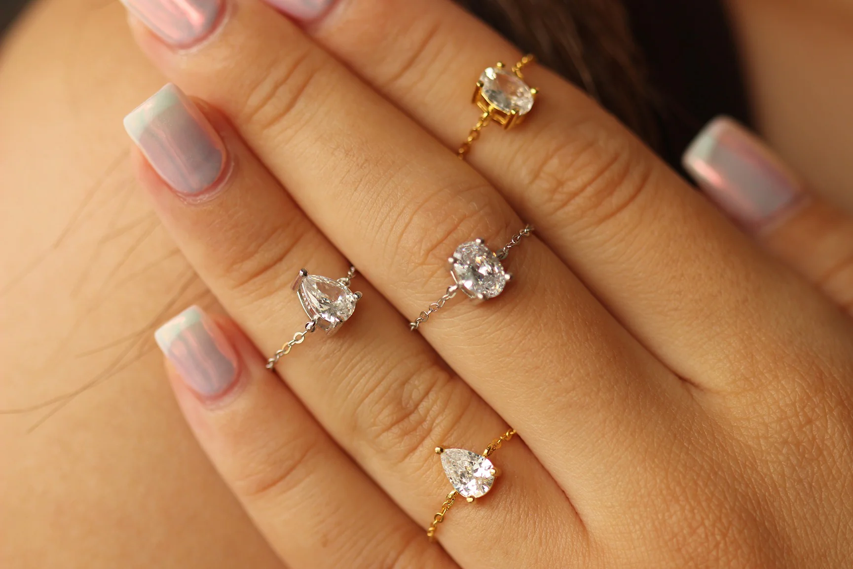 Pear Adjustable Silver Ring - Image 4