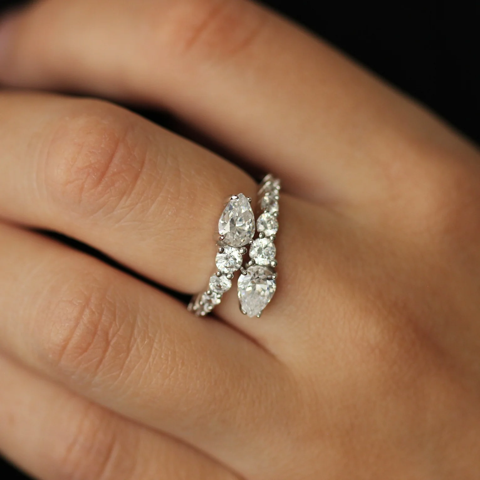 Pear Overlapping Silver Ring - Image 3