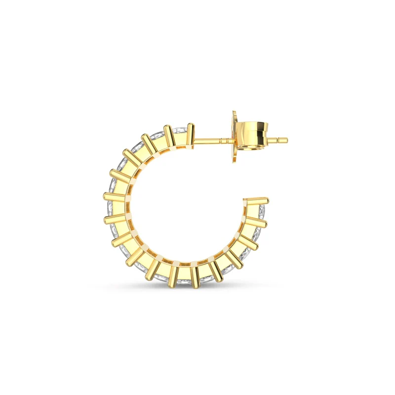 Saskia Emerald Cut Gold Hoop Earrings - Image 5